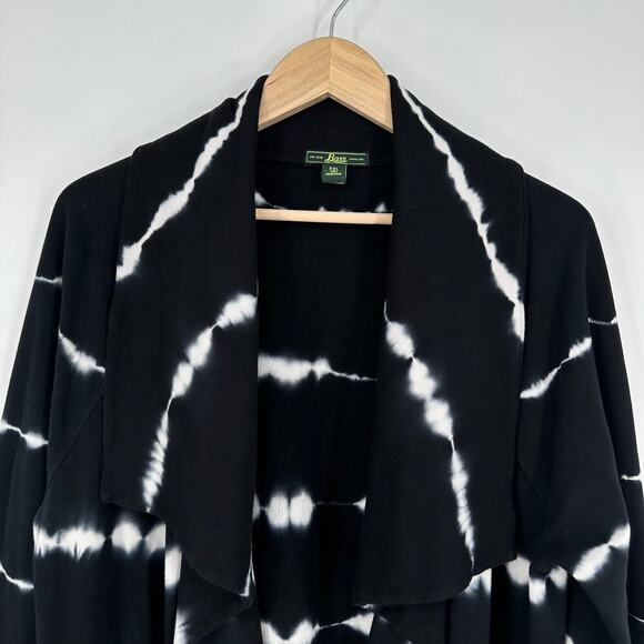 Bass Tie Dye Open Front Cardigan Draped Pocket Sweater Sweatshirt Boho - Picture 2 of 10